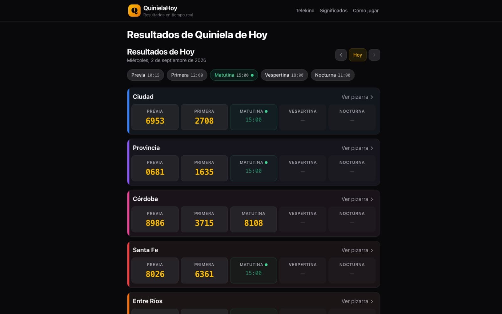Argentine lottery results platform